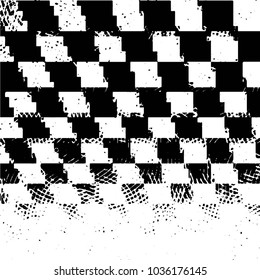 Abstract grunge grid stripe halftone background pattern. Black and white line vector illustration
