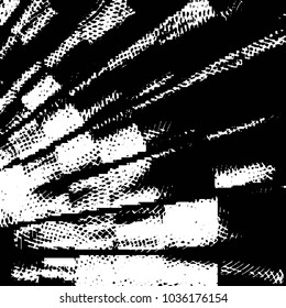 Abstract grunge grid stripe halftone background pattern. Black and white line vector illustration
