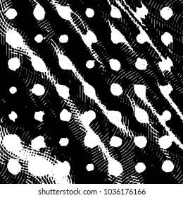 Abstract grunge grid stripe halftone background pattern. Black and white line vector illustration
