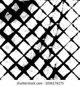 Abstract grunge grid stripe halftone background pattern. Black and white line vector illustration
