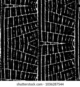 Abstract grunge grid stripe halftone background pattern. Black and white line vector illustration
