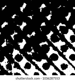 Abstract grunge grid stripe halftone background pattern. Black and white line vector illustration
