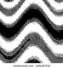 Abstract grunge grid stripe halftone background pattern. Black and white line vector illustration
