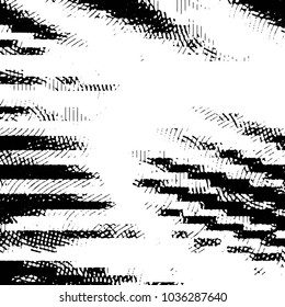 Abstract grunge grid stripe halftone background pattern. Black and white line vector illustration

