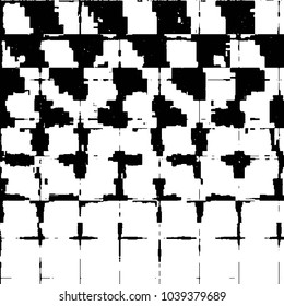 Abstract grunge grid stripe halftone background pattern. Black and white line vector illustration
