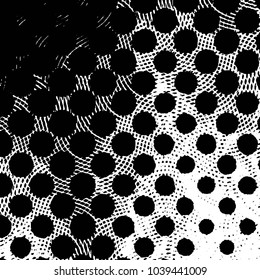 Abstract grunge grid stripe halftone background pattern. Black and white line vector illustration
