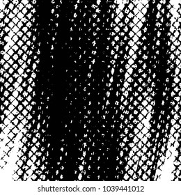 Abstract grunge grid stripe halftone background pattern. Black and white line vector illustration
