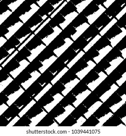 Abstract grunge grid stripe halftone background pattern. Black and white line vector illustration
