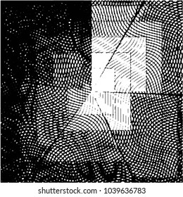 Abstract grunge grid stripe halftone background pattern. Black and white line vector illustration
