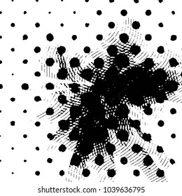 Abstract grunge grid stripe halftone background pattern. Black and white line vector illustration
