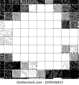 Abstract grunge grid stripe halftone background pattern. Black and white line vector illustration
