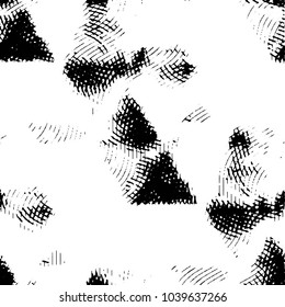 Abstract grunge grid stripe halftone background pattern. Black and white line vector illustration

