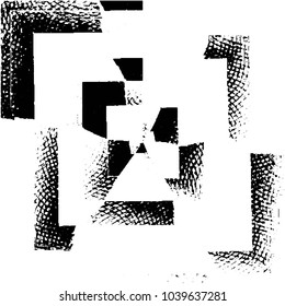 Abstract grunge grid stripe halftone background pattern. Black and white line vector illustration
