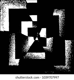 Abstract grunge grid stripe halftone background pattern. Black and white line vector illustration

