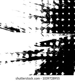 Abstract grunge grid stripe halftone background pattern. Black and white line vector illustration
