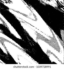 Abstract grunge grid stripe halftone background pattern. Black and white line vector illustration
