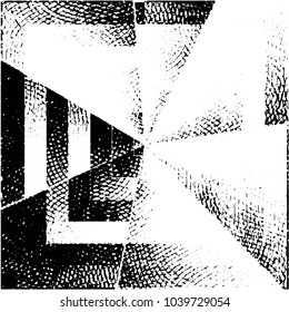 Abstract grunge grid stripe halftone background pattern. Black and white line vector illustration

