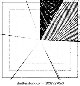 Abstract grunge grid stripe halftone background pattern. Black and white line vector illustration

