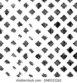 Abstract grunge grid stripe halftone background pattern. Black and white line vector illustration

