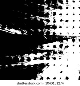 Abstract grunge grid stripe halftone background pattern. Black and white line vector illustration
