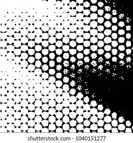 Abstract grunge grid stripe halftone background pattern. Black and white line vector illustration
