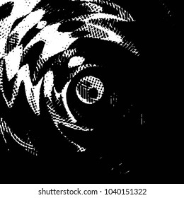 Abstract grunge grid stripe halftone background pattern. Black and white line vector illustration
