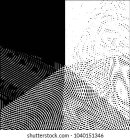 Abstract grunge grid stripe halftone background pattern. Black and white line vector illustration
