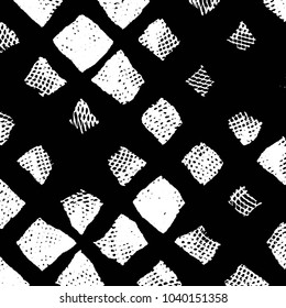 Abstract grunge grid stripe halftone background pattern. Black and white line vector illustration
