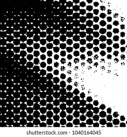 Abstract grunge grid stripe halftone background pattern. Black and white line vector illustration
