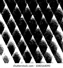 Abstract grunge grid stripe halftone background pattern. Black and white line vector illustration
