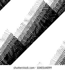 Abstract grunge grid stripe halftone background pattern. Black and white line vector illustration
