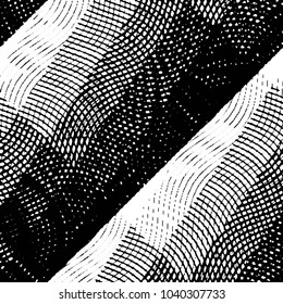 Abstract grunge grid stripe halftone background pattern. Black and white line vector illustration
