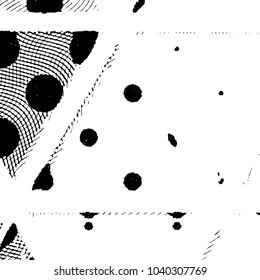 Abstract grunge grid stripe halftone background pattern. Black and white line vector illustration
