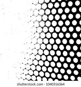 Abstract grunge grid stripe halftone background pattern. Black and white line vector illustration
