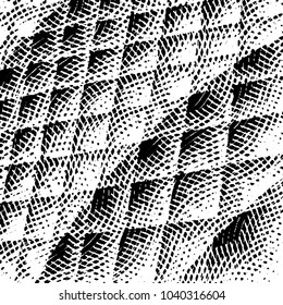 Abstract grunge grid stripe halftone background pattern. Black and white line vector illustration
