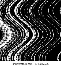 Abstract grunge grid stripe halftone background pattern. Black and white line vector illustration
