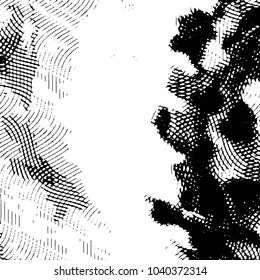 Abstract grunge grid stripe halftone background pattern. Black and white line vector illustration

