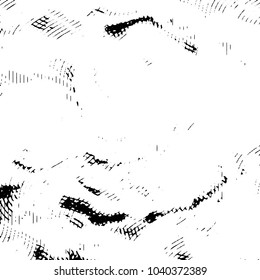 Abstract grunge grid stripe halftone background pattern. Black and white line vector illustration
