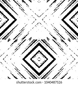 Abstract grunge grid stripe halftone background pattern. Black and white line vector illustration
