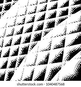 Abstract grunge grid stripe halftone background pattern. Black and white line vector illustration
