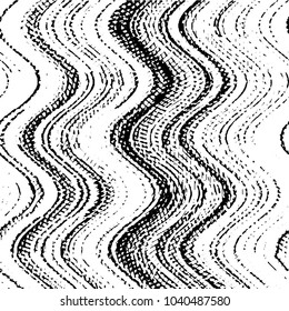 Abstract grunge grid stripe halftone background pattern. Black and white line vector illustration
