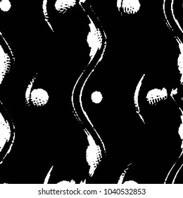 Abstract grunge grid stripe halftone background pattern. Black and white line vector illustration
