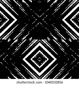 Abstract grunge grid stripe halftone background pattern. Black and white line vector illustration
