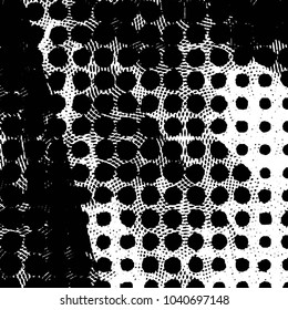 Abstract grunge grid stripe halftone background pattern. Black and white line vector illustration
