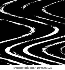 Abstract grunge grid stripe halftone background pattern. Black and white line vector illustration
