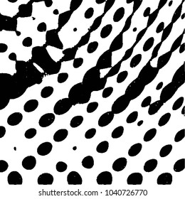 Abstract grunge grid stripe halftone background pattern. Black and white line vector illustration
