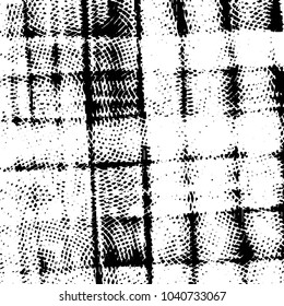 Abstract grunge grid stripe halftone background pattern. Black and white line vector illustration
