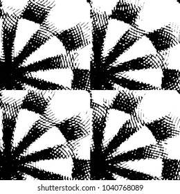 Abstract grunge grid stripe halftone background pattern. Black and white line vector illustration
