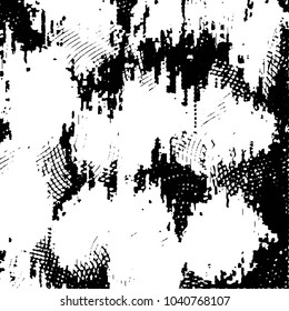 Abstract grunge grid stripe halftone background pattern. Black and white line vector illustration
