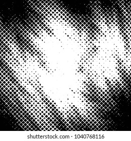 Abstract grunge grid stripe halftone background pattern. Black and white line vector illustration
